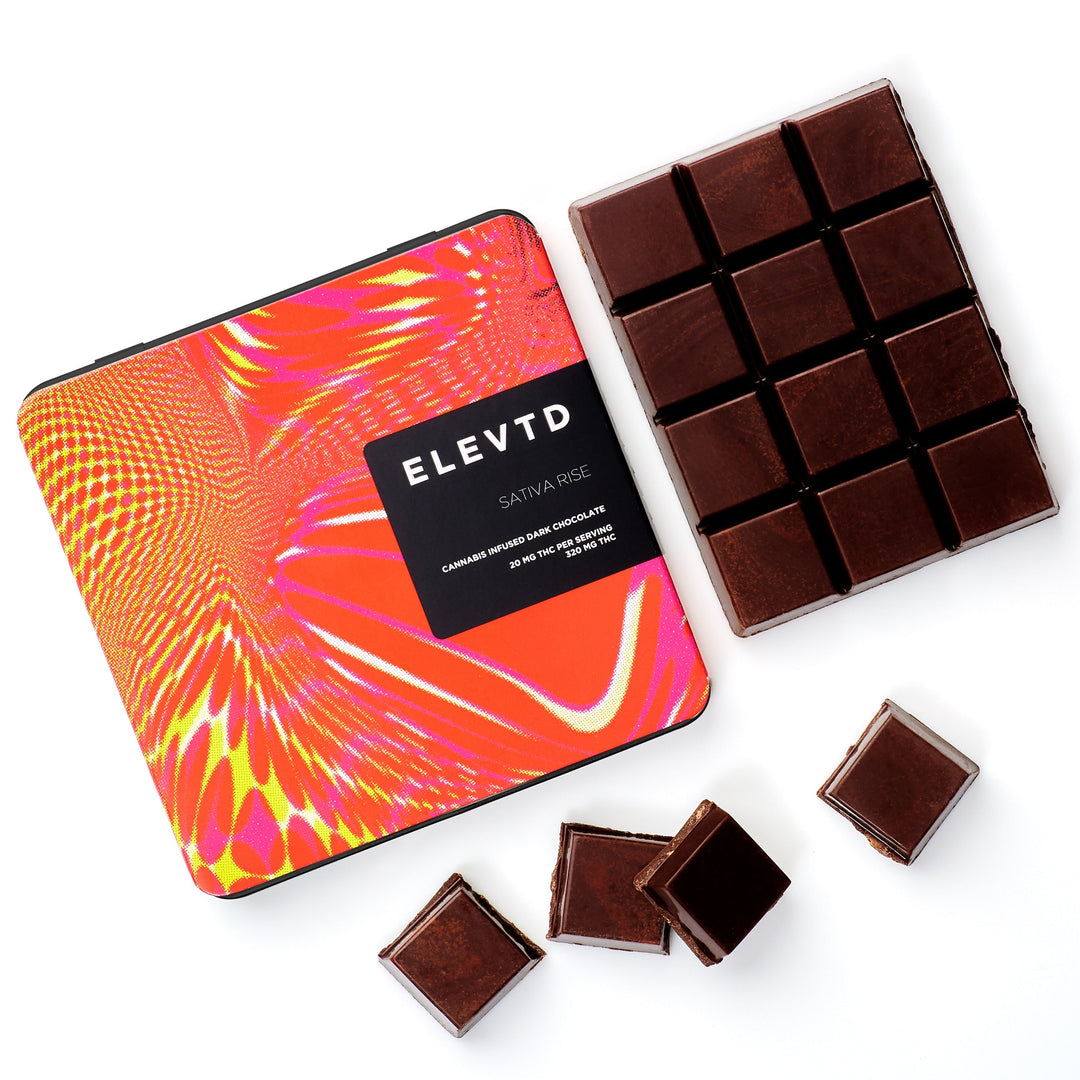 CHOCOLAT NOIR SATIVA RISE À TENEUR ÉLEVÉE EN THC DE CALLEBAUT | ALIMENTS 320 MG 