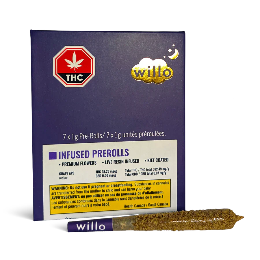 WILLO NIGHT INFUSED JOINTS | GRAPE APE - INDICA